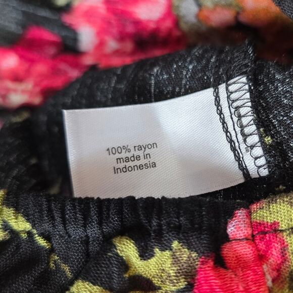 Lane Bryant Open Tie Black Pink Floral Puff Sleeve Women's Cardigan 22/24 NWT - Picture 6 of 6